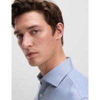 M&S Slim Fit Ultimate Non Iron Pure Cotton Textured Shirt Blue