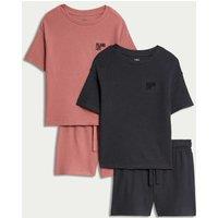 2pk Cotton Blend Waffle Pyjama Sets (1-16 Yrs)