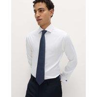 M&S SARTORIAL Slim Fit 2 Inch Shorter Pure Cotton Textured Shirt White
