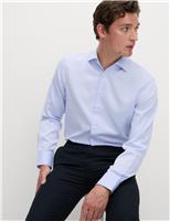 M&S Regular Fit Non Iron Cotton Blend Shirt Blue