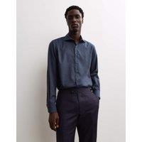 JAEGER Regular Fit Luxury Pure Cotton Textured Shirt Navy
