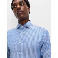 M&S SARTORIAL Slim Fit Pure Cotton Striped Shirt Blue/White