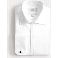 M&S Slim Fit Luxury 2 Inch Shorter Pure Cotton Bib Dress Shirt White