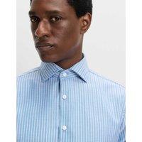 M&S SARTORIAL Regular Fit Pure Cotton Striped Luxury Shirt Blue/White