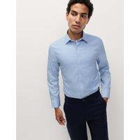 M&S Slim Fit 2 Inch Shorter Ultimate Non Iron Cotton Shirt Blue