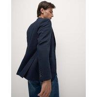 M&S Tailored Fit Jersey Textured Blazer Navy
