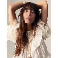 Pure Cotton Round Neck Ruffle Blouse