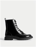 Kids Lace Up Patent Boots (4 Small - 6 Large)