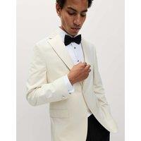 M&S Tailored Fit Velvet Blazer Ecru