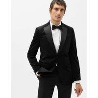 M&S Tailored Fit Velvet Blazer Black
