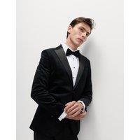 M&S Tailored Fit Velvet Blazer Black