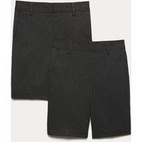 M&S 2 Pack Boys Slim Leg School Shorts (2-14 Yrs) Charcoal