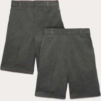 M&S 2 Pack Boys' Easy Dressing School Shorts (3-15 Yrs) Grey