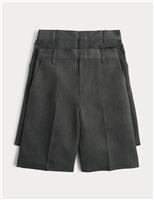 2 Pack Boys Easy Dressing School Shorts (3-15 Yrs)
