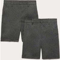 M&S 2 Pack Boys Slim Leg School Shorts (2-14 Yrs) Grey