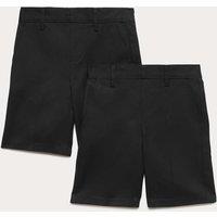 M&S 2 Pack Boys' Regular Leg School Shorts (2-15 Yrs) Black
