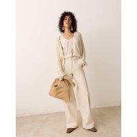 Per Una High Waisted Wide Leg Jeans with Lyocell Ecru