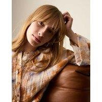 Printed Textured Button Detail Relaxed Blouse