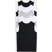 M&S 5 Pack Pure Cotton Vests (2-14 Yrs) Black Mix