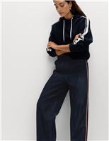 Cotton Rich Denim Side Stripe Wide Leg Trousers