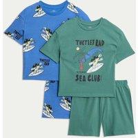2pk Pure Cotton Turtle Pyjama Sets (1-8 Yrs)