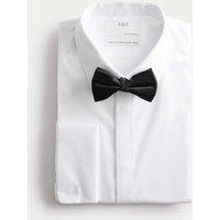 M&S Slim Fit 2 Inch Luxury Cotton Dress Shirt with Bow Tie White