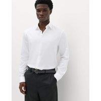M&S Slim Fit Pure Easy Iron Cotton with Stretch Shirt White