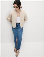 Textured Relaxed Fit Bomber Cardigan