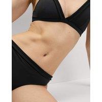 Pleated High Leg Bikini Bottoms