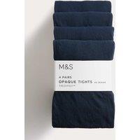 M&S 4 Pack 60 Denier School Tights (3-16 Yrs) Navy