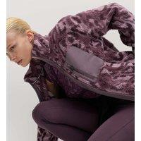 Borg Printed Funnel Neck Zip Up Fleece Jacket