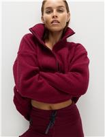 Borg Half Zip Funnel Neck Longline Fleece