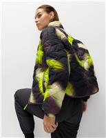 Quilted Printed Funnel Neck Puffer Jacket