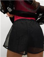 Textured Layered High Waisted Running Shorts