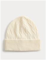 Pure Cashmere Cable Knit Beanie Hat