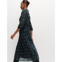 Ditsy Floral Ruched Midaxi Waisted Dress