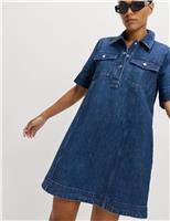 Cotton Rich Collared Mini Shirt Dress