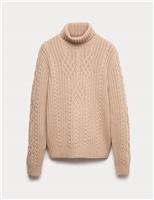 Pure Lambswool Cable Roll Neck Jumper