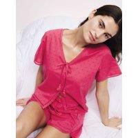 Pure Cotton Dobby Tie Front Pyjama Top