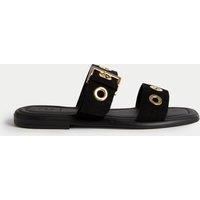 Suede Flat Mule Sandals