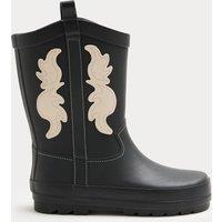 M&S Kids' Western Wellies (4 Small - 2 Large) Black Mix