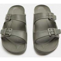 M&S Moulded Footbed Two Strap Slider Sandals Khaki