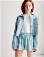 Pure Cotton Striped Shorts (6-16 Yrs)