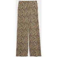 Animal Print Plisse Wide Leg Trousers