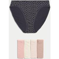 5pk Pure Cotton Printed High Leg Knickers