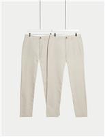 2 Pack Regular Fit Cotton Linen Blend Chinos