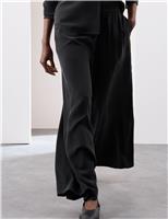 Autograph Silk Pull On Wide Leg Trousers Black