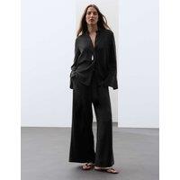 Autograph Silk Pull On Wide Leg Trousers Black