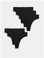 5pk Cotton Blend High Waisted Thongs