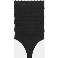 M&S 5pk Cotton Blend High Waisted Thongs Black